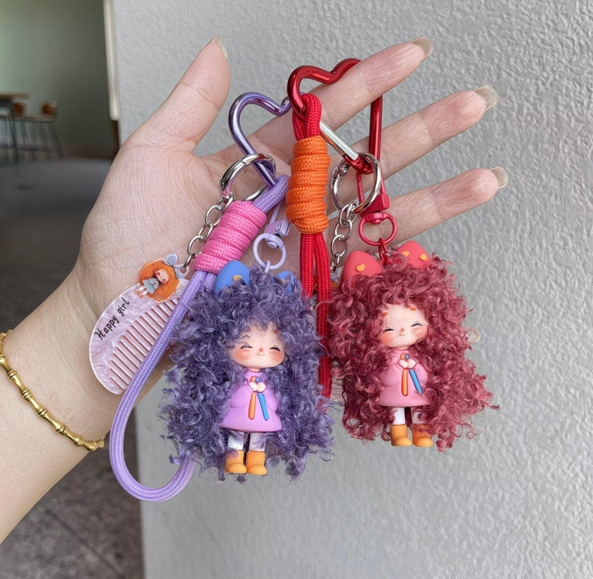 Cute Curly Hair Girl Bag Charm