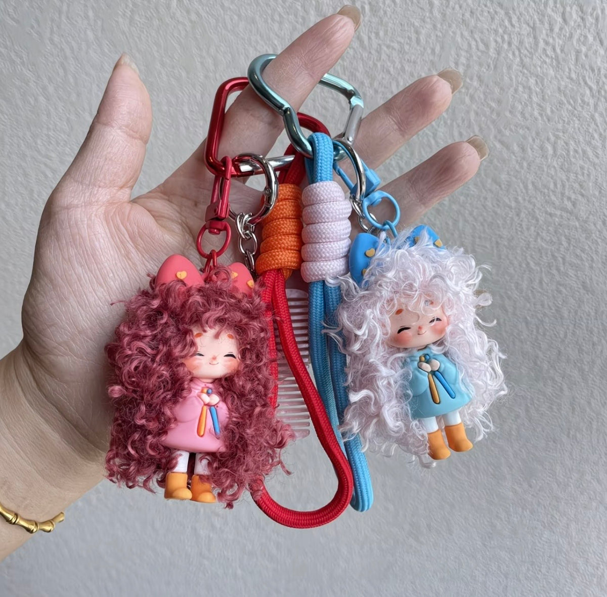 Cute Curly Hair Girl Bag Charm