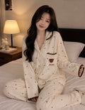 Beige Cute Bear Fleeced Pyjama