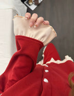 Red Teddy Bear Ruffled Fleece Pajama ♥️