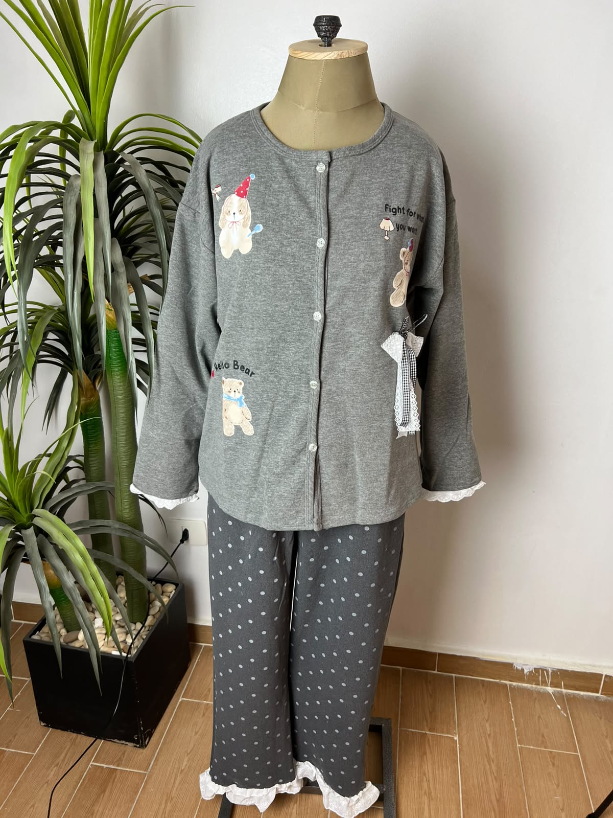 Teddy Bear Polka Dot Pajama 🧸🎀