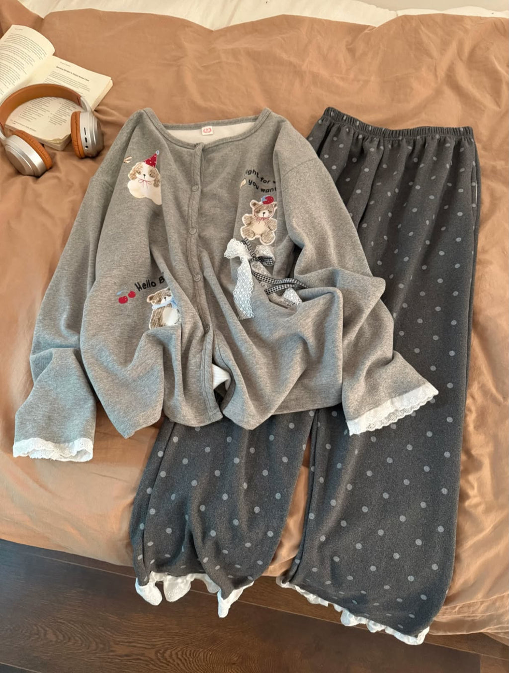 Teddy Bear Polka Dot Pajama 🧸🎀
