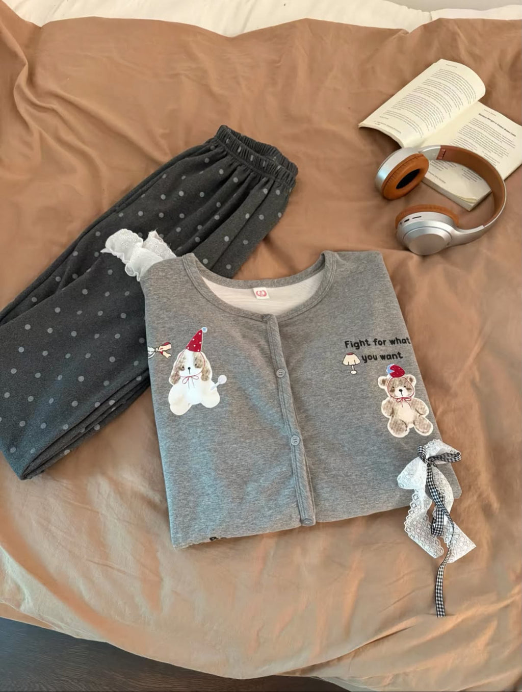 Teddy Bear Polka Dot Pajama 🧸🎀