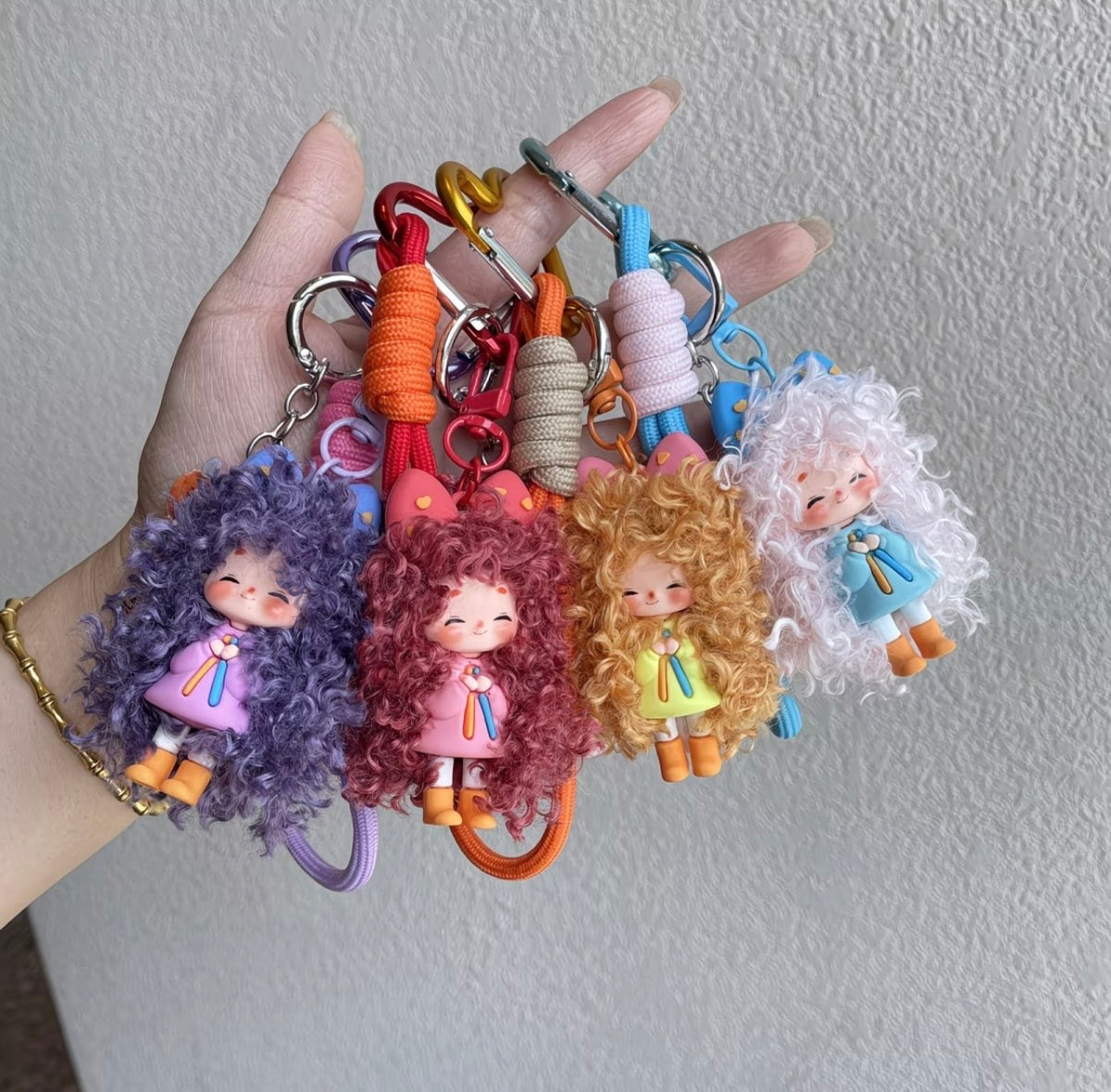 Cute Curly Hair Girl Bag Charm