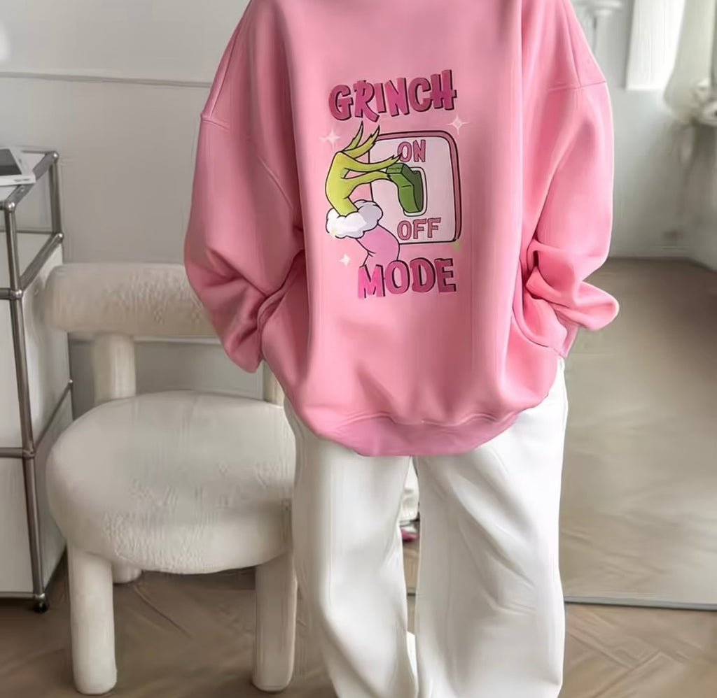 The Grinch "Mode On" Oversized Winter Sweatshirt 🎄🎅🏻