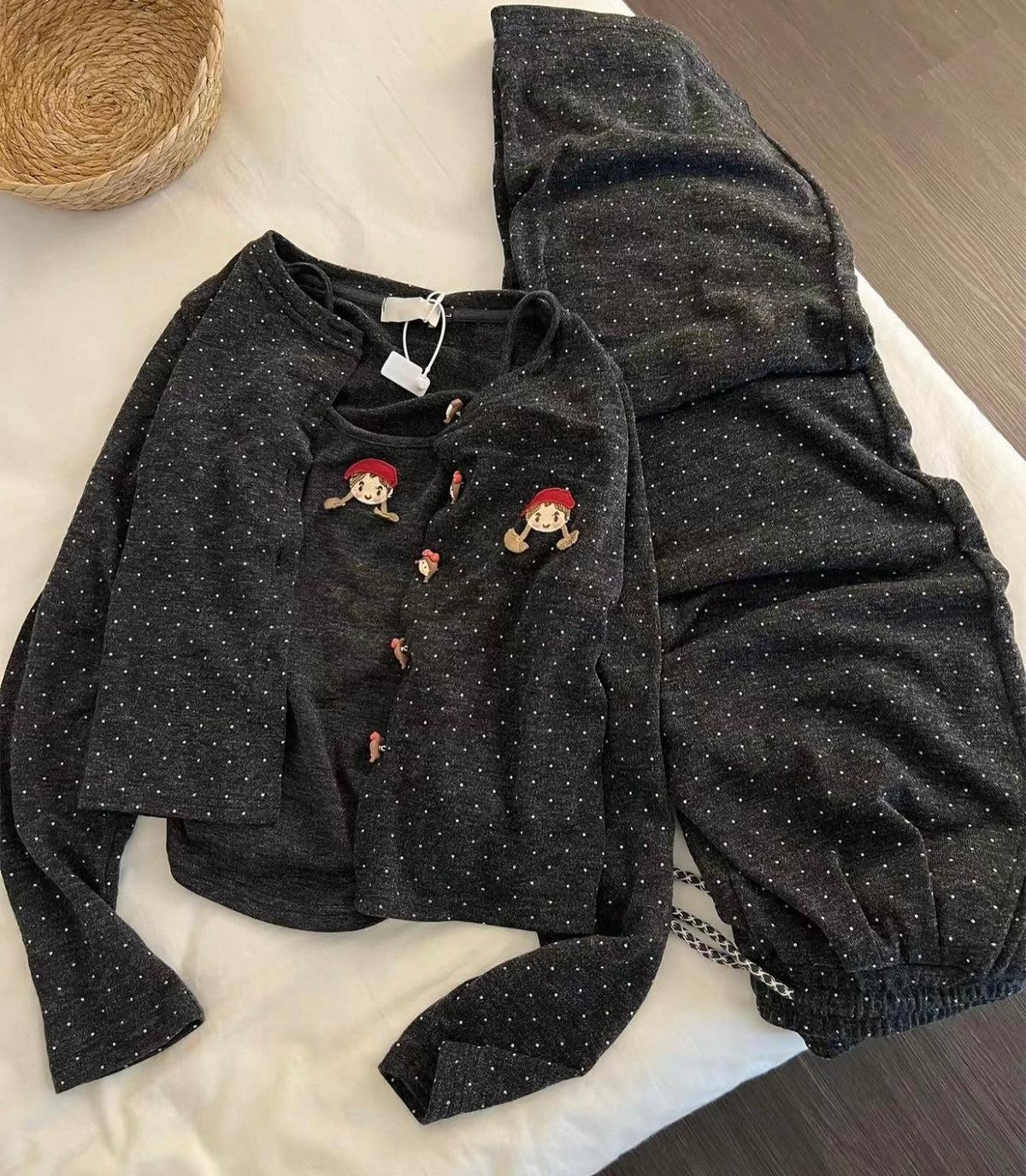 3-Piece Polka Dot Loungewear Set