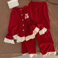 Red Teddy Bear Ruffled Fleece Pajama ♥️