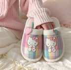 Hello Kitty Plaid Plush Winter Slippers
