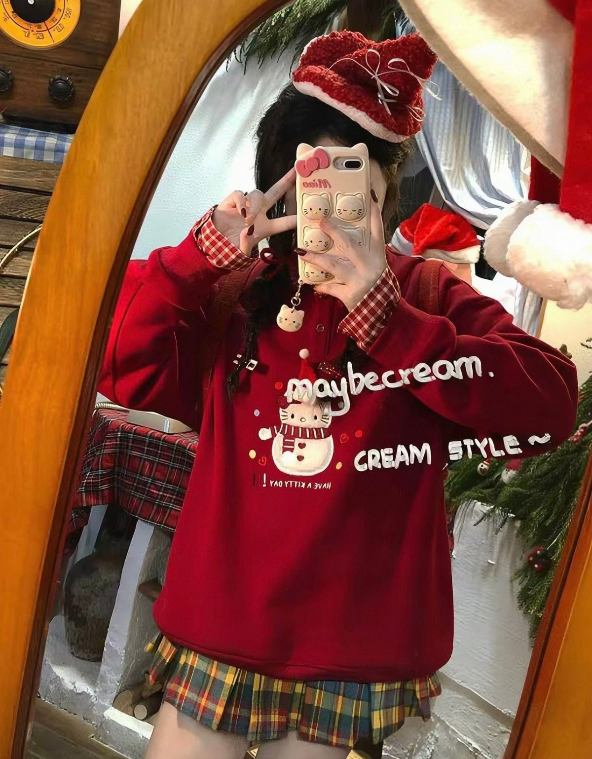Hello Kitty Snowman Christmas Collar Fleece Sweatshirt