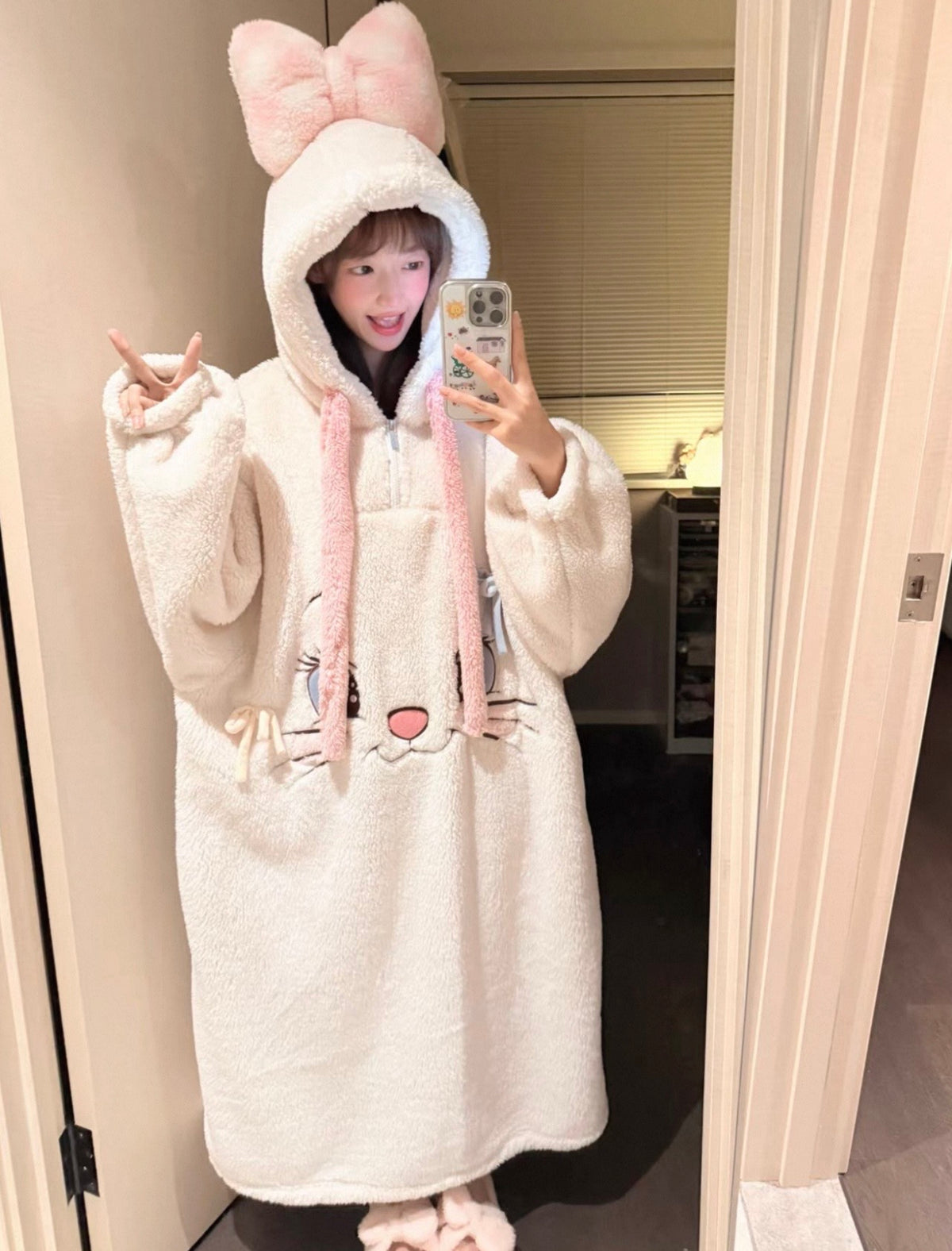 Marie Long Fluffy Fleece Hooded Nightgown / Dress 🎀