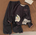 Cute Cat/Puppy Embroidered Thermal Fleece Pajama