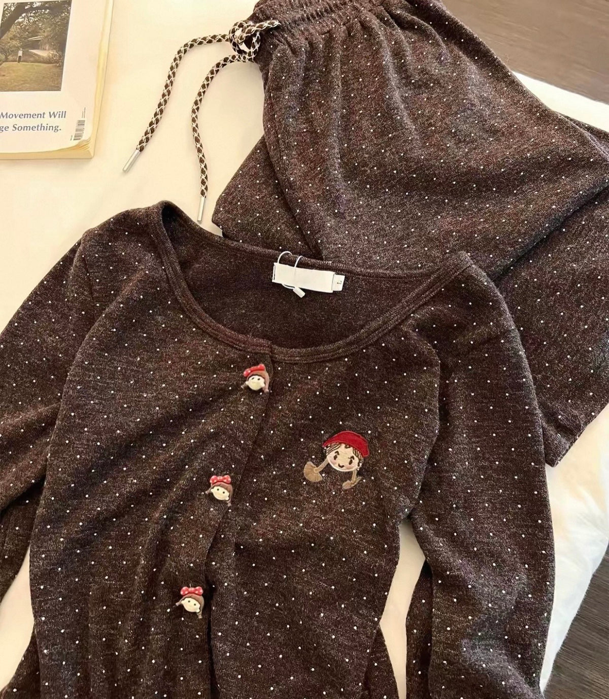 3-Piece Polka Dot Loungewear Set