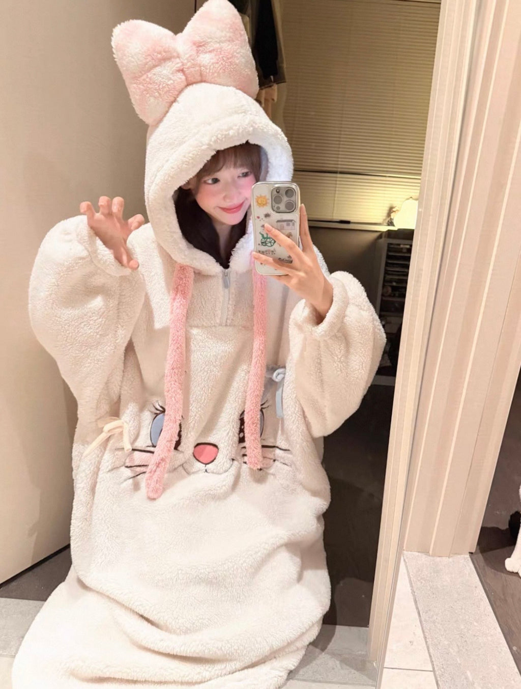 Marie Long Fluffy Fleece Hooded Nightgown / Dress 🎀