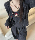 3-Piece Polka Dot Loungewear Set