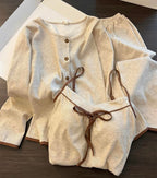 Beige Ribbed 3-Piece Set