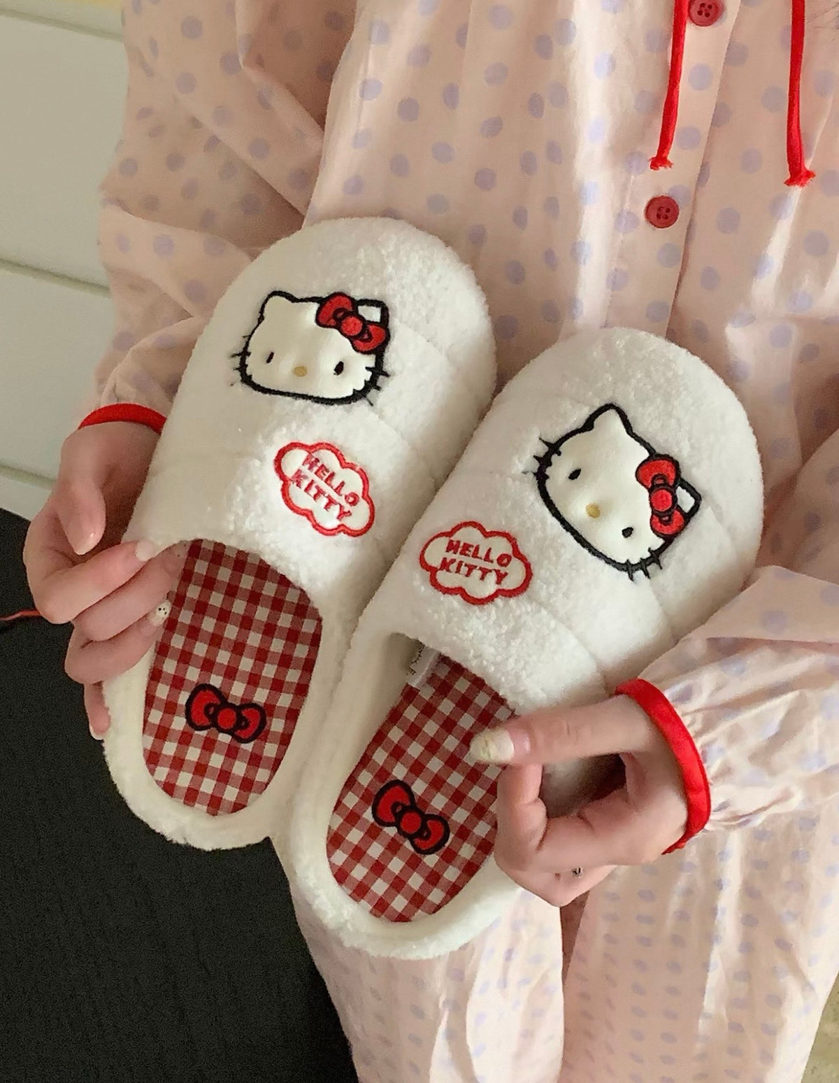 Hello Kitty Fluffy Plush Slippers