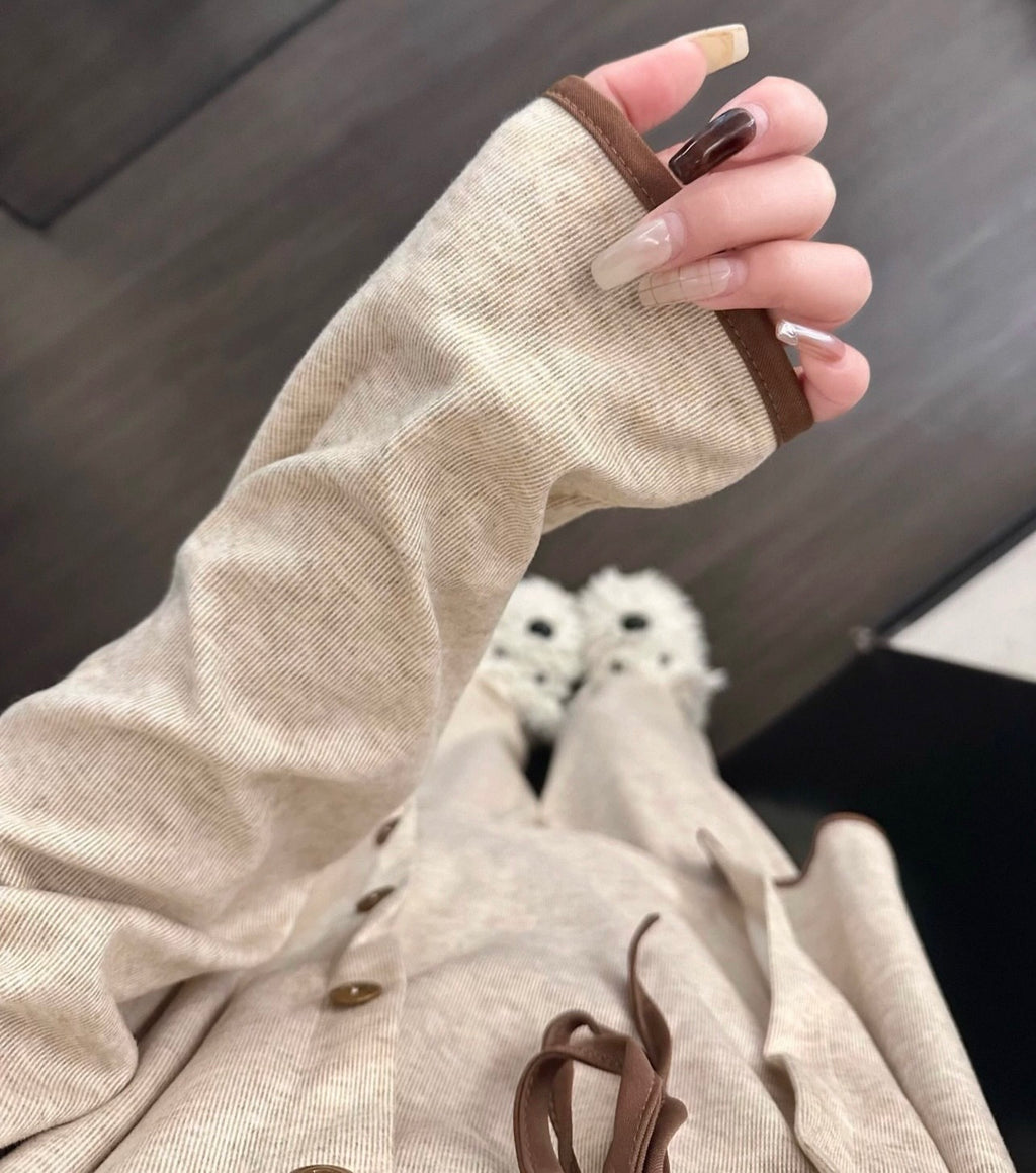Beige Ribbed 3-Piece Set