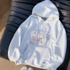 Cozy Kitten & Cherry Embroidered Lace Hoodie🩵🍒