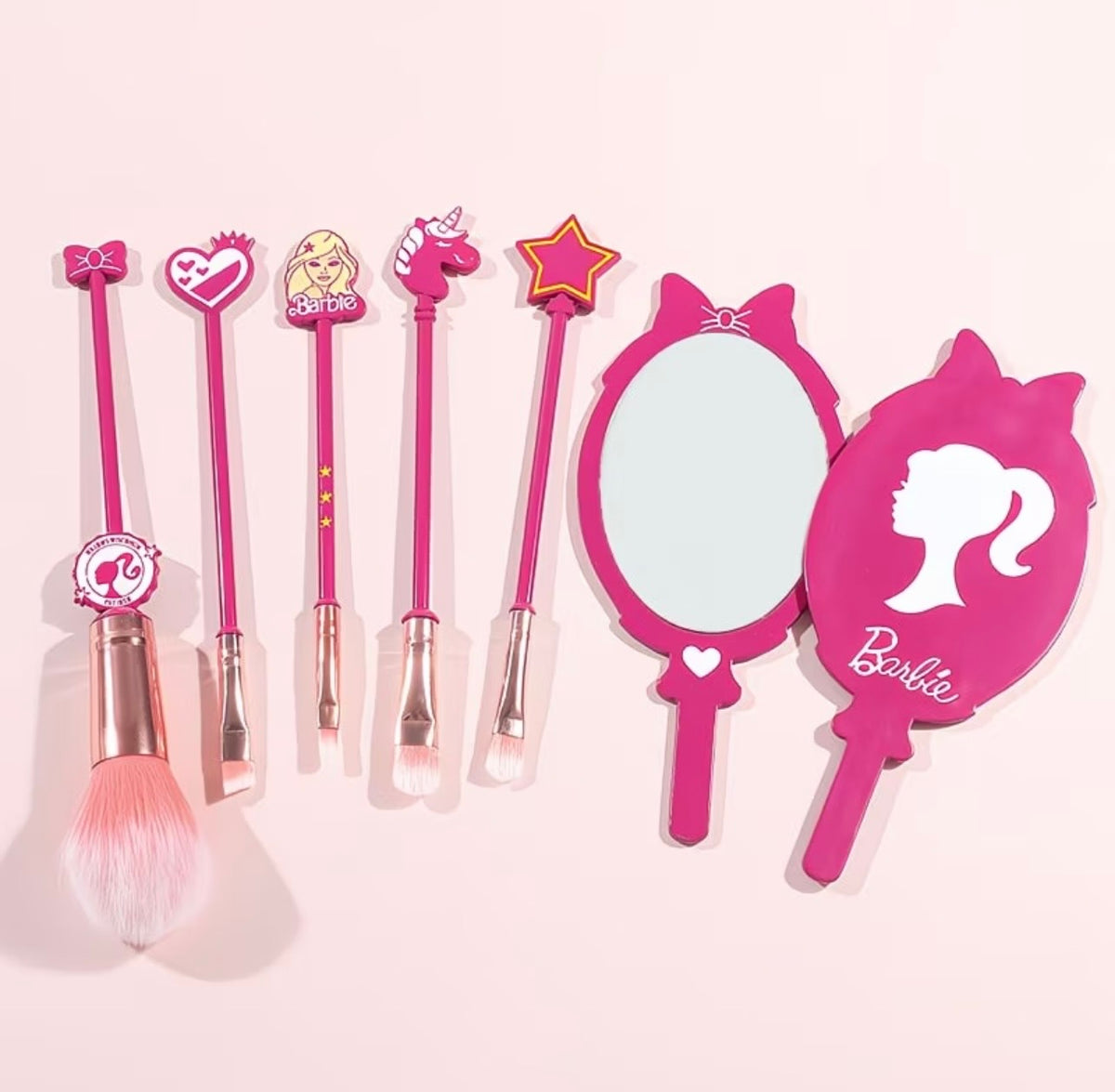 Barbie Pink Makeup Brush & Hand Mirror 🩷