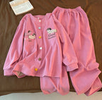 Cute Dachshund Puppy Embroidered Fleece Pajama