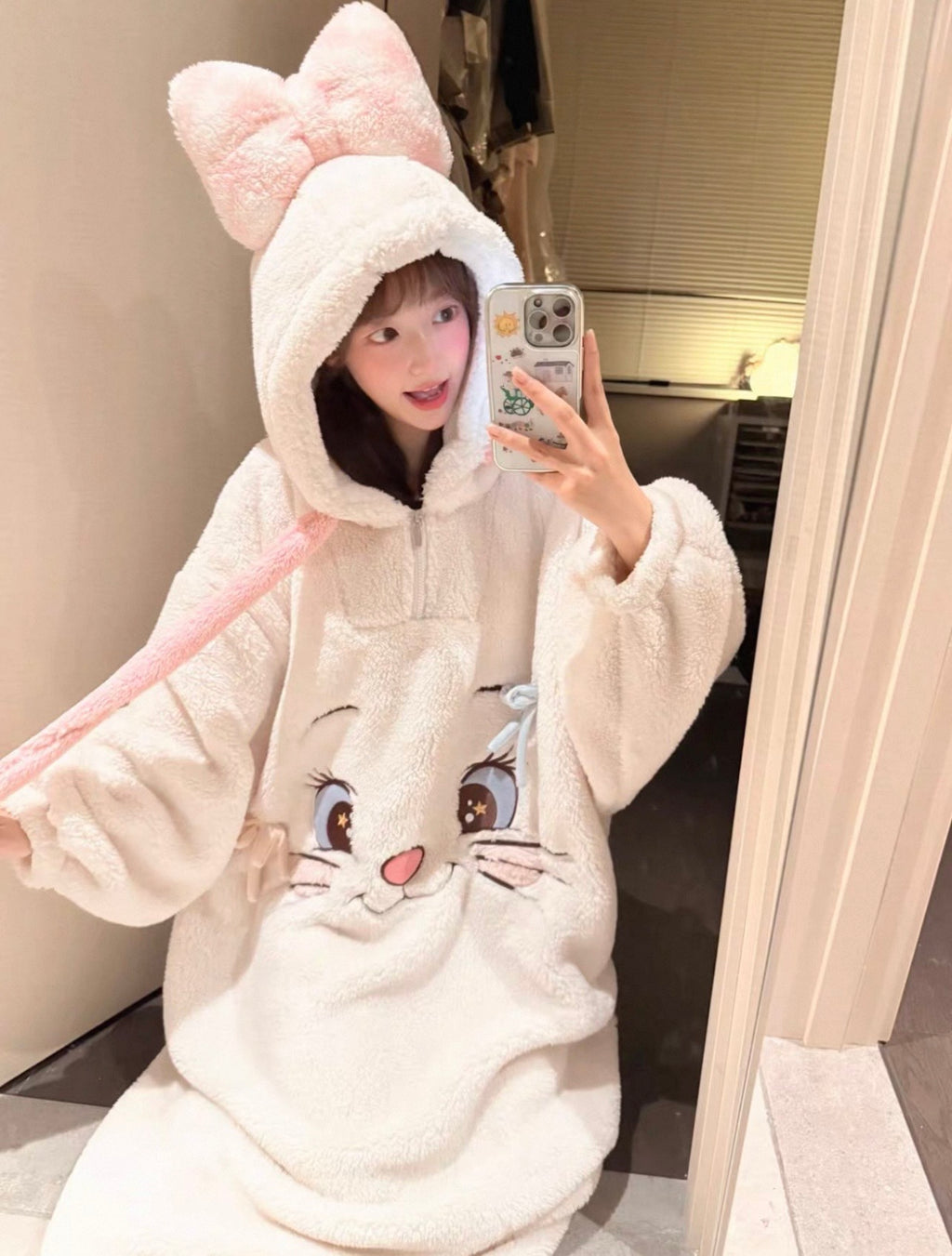 Marie Long Fluffy Fleece Hooded Nightgown / Dress 🎀