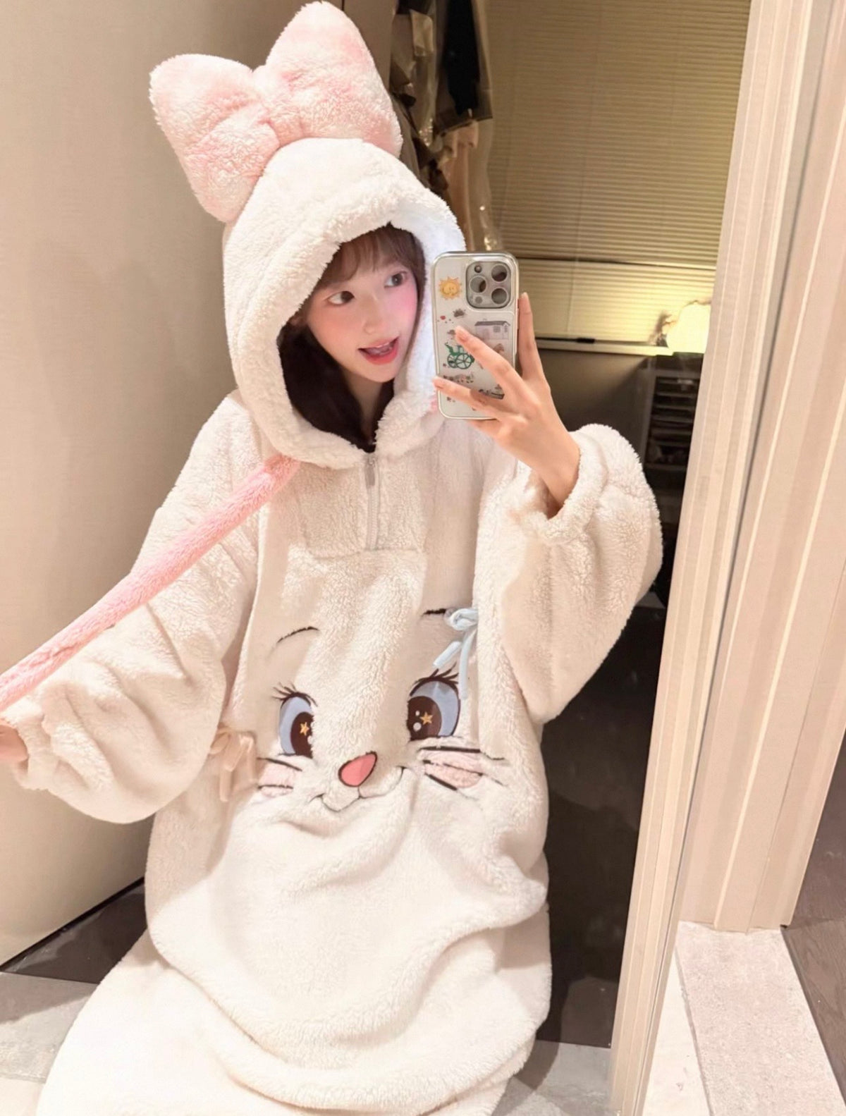 Marie Long Fluffy Fleece Hooded Nightgown / Dress 🎀